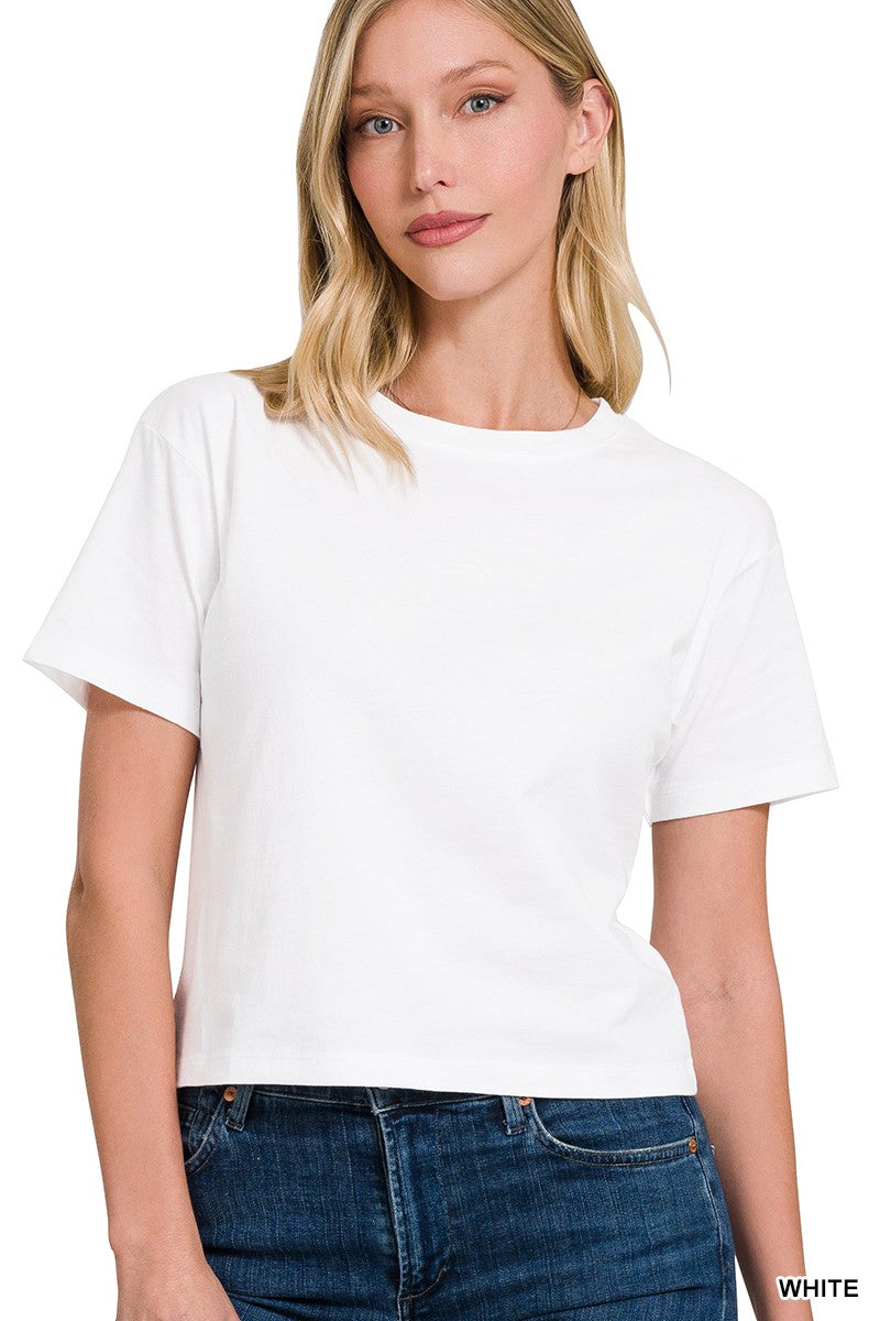 Essential Cropped Tee in White
