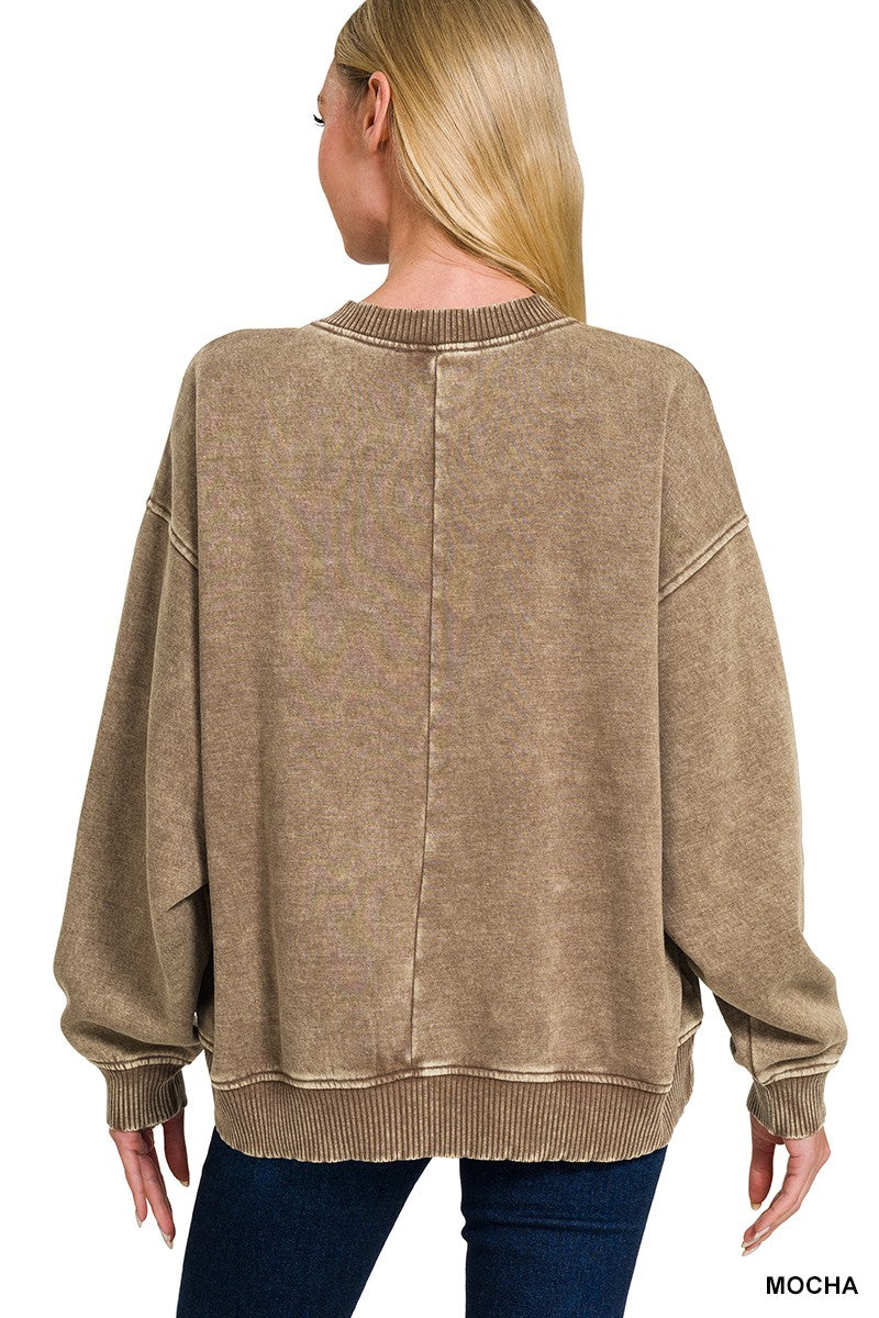 Crossover Neck Pullover in Mocha