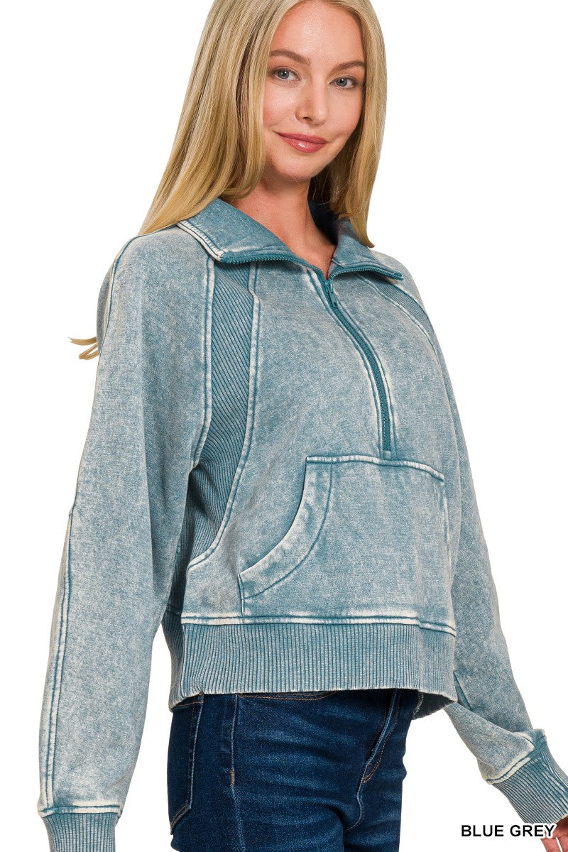 Acid Washed Half Zip