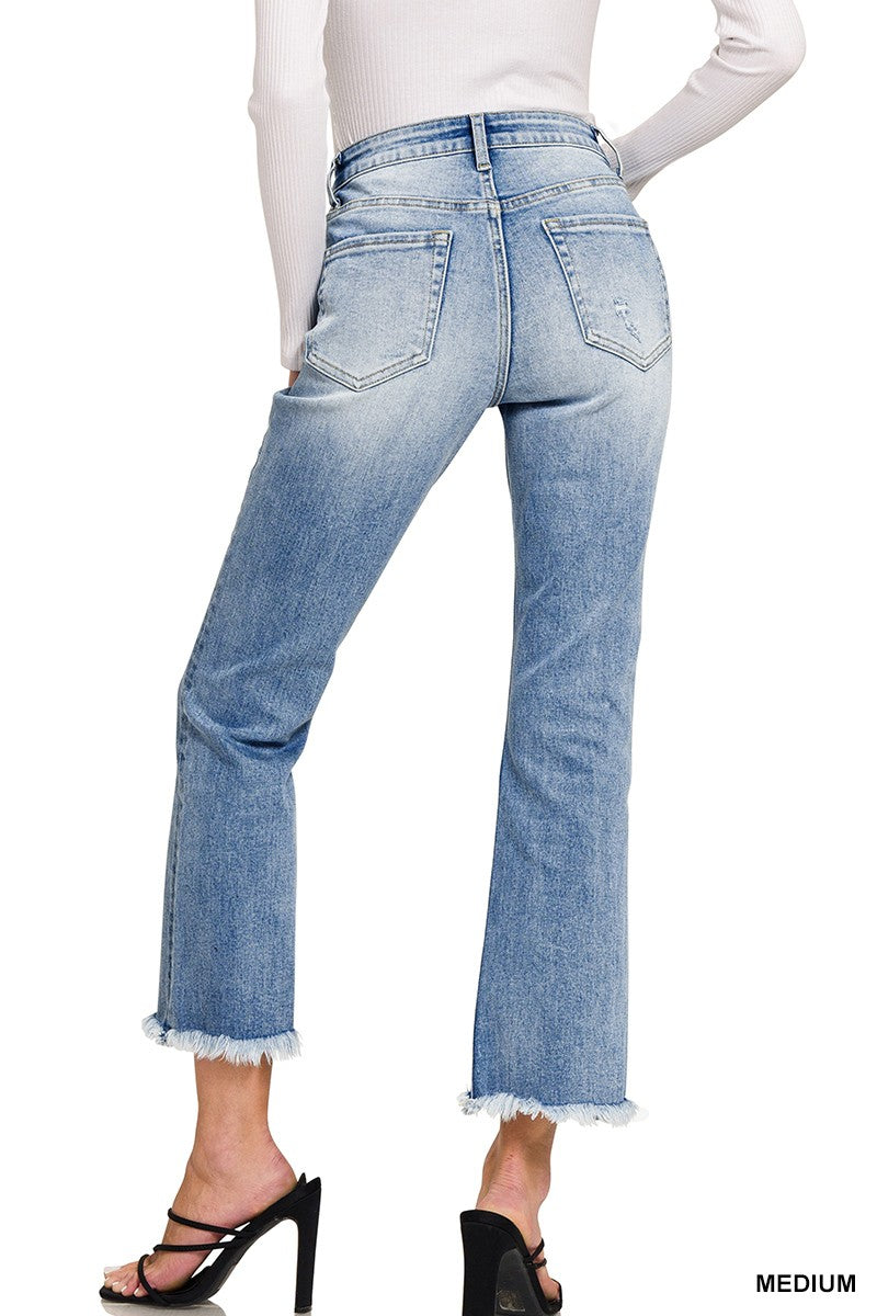 High Rise Straight Crop Denim