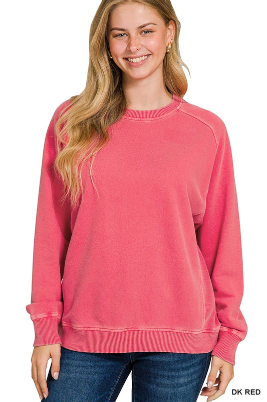 French Terry Pullover in Red