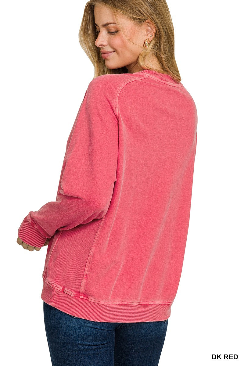 French Terry Pullover in Red