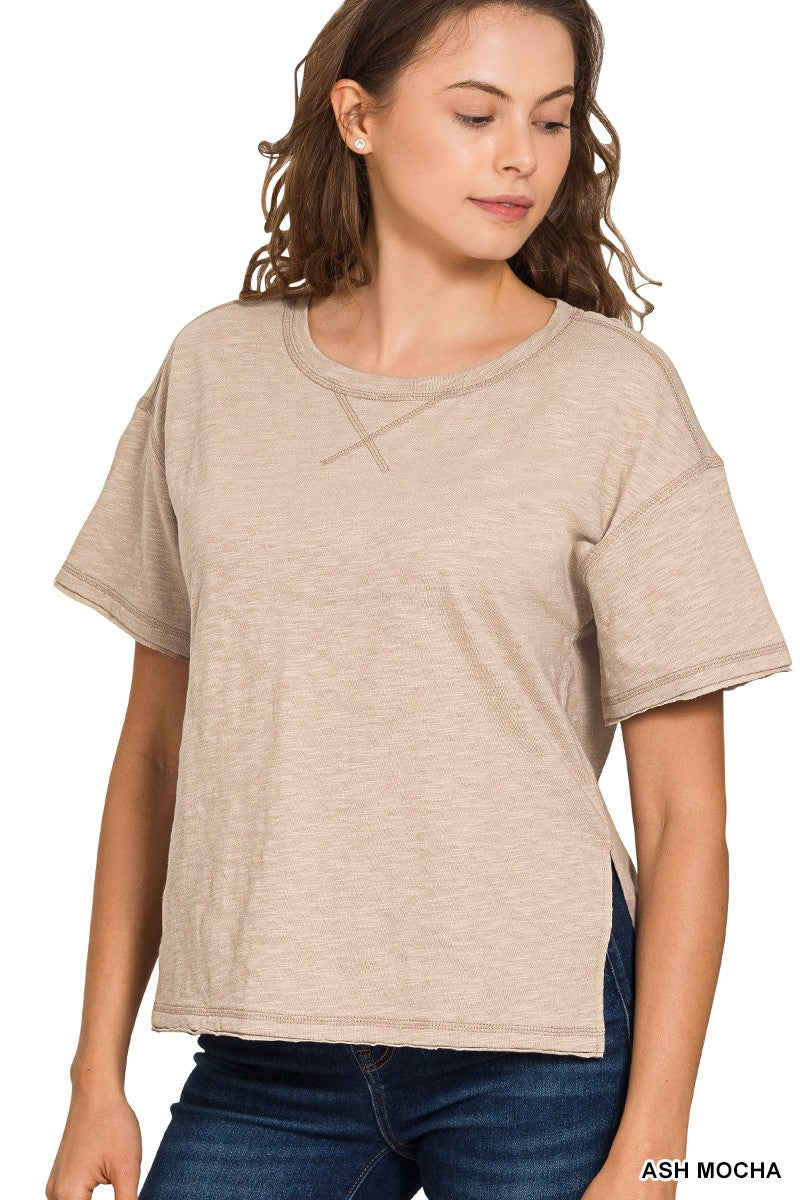 Cotton Slub Tee - Mocha