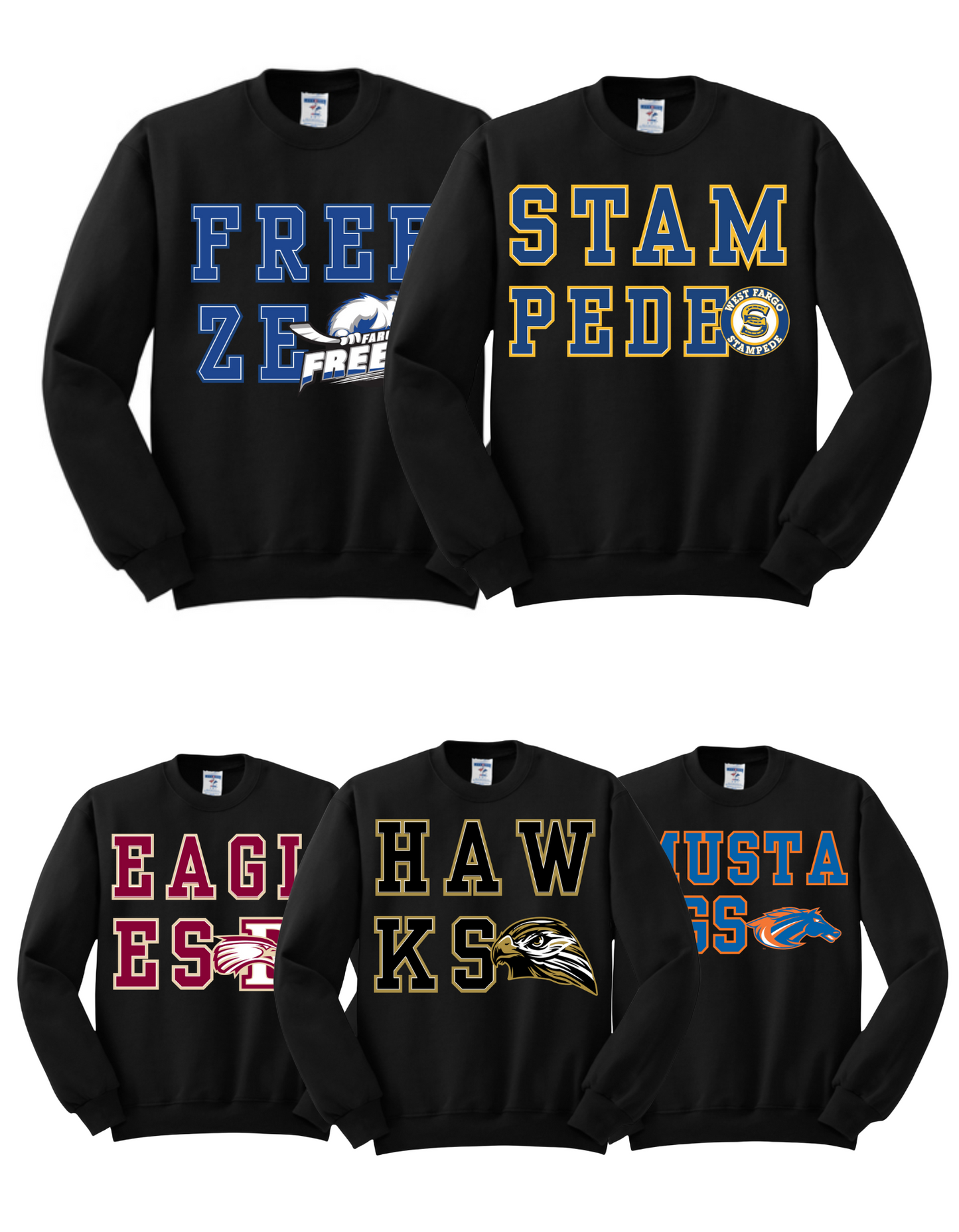2 Line Large Letter Tee or Crew