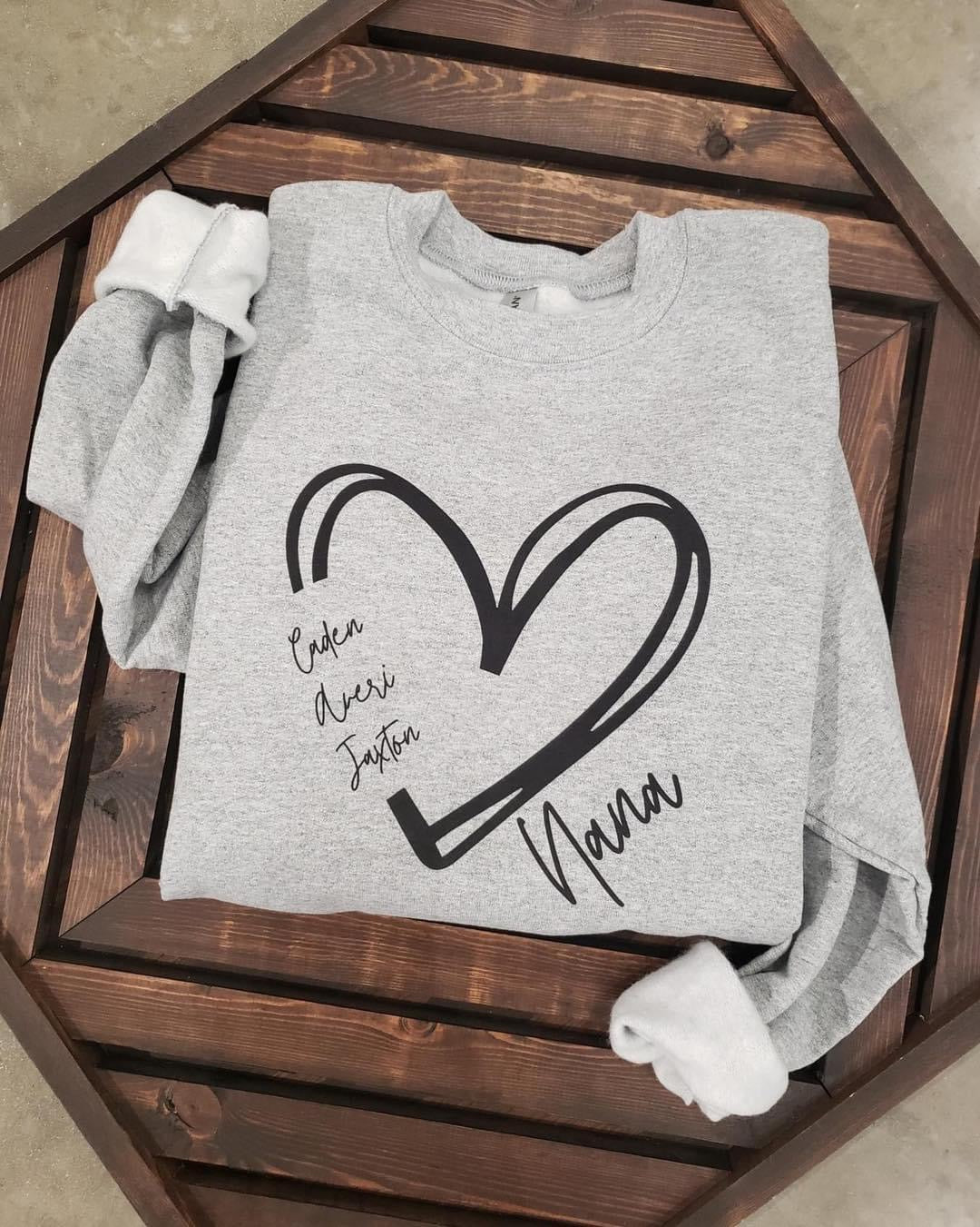 Custom Sweatshirt with Kids Names on Sleeve