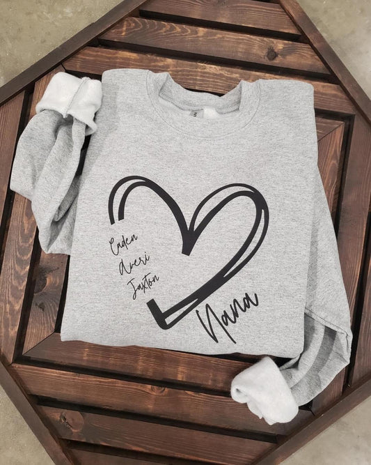 Custom Sweatshirt with Kids Names on Sleeve