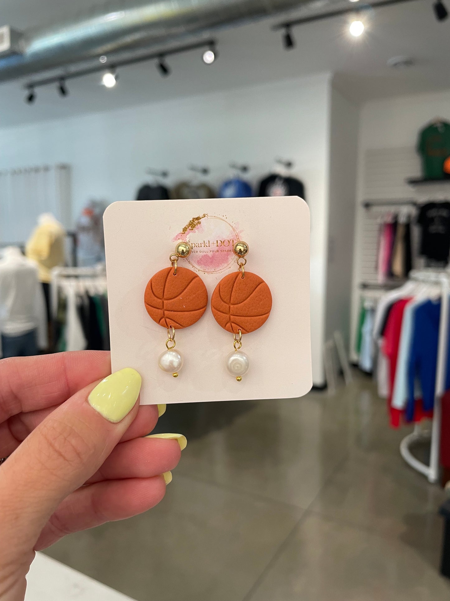 Sparkl+Dot Basketball Pearl Earrings