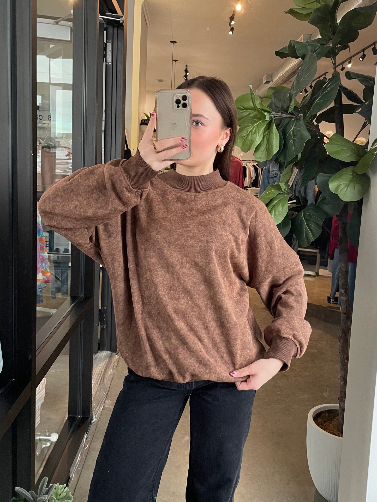 Washed Pullover - Brown