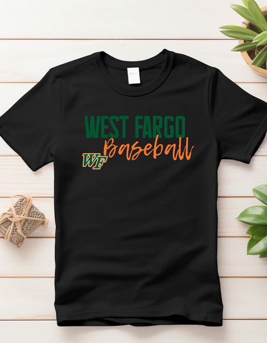 West Fargo Baseball Cursive Tank, Tee, Crew