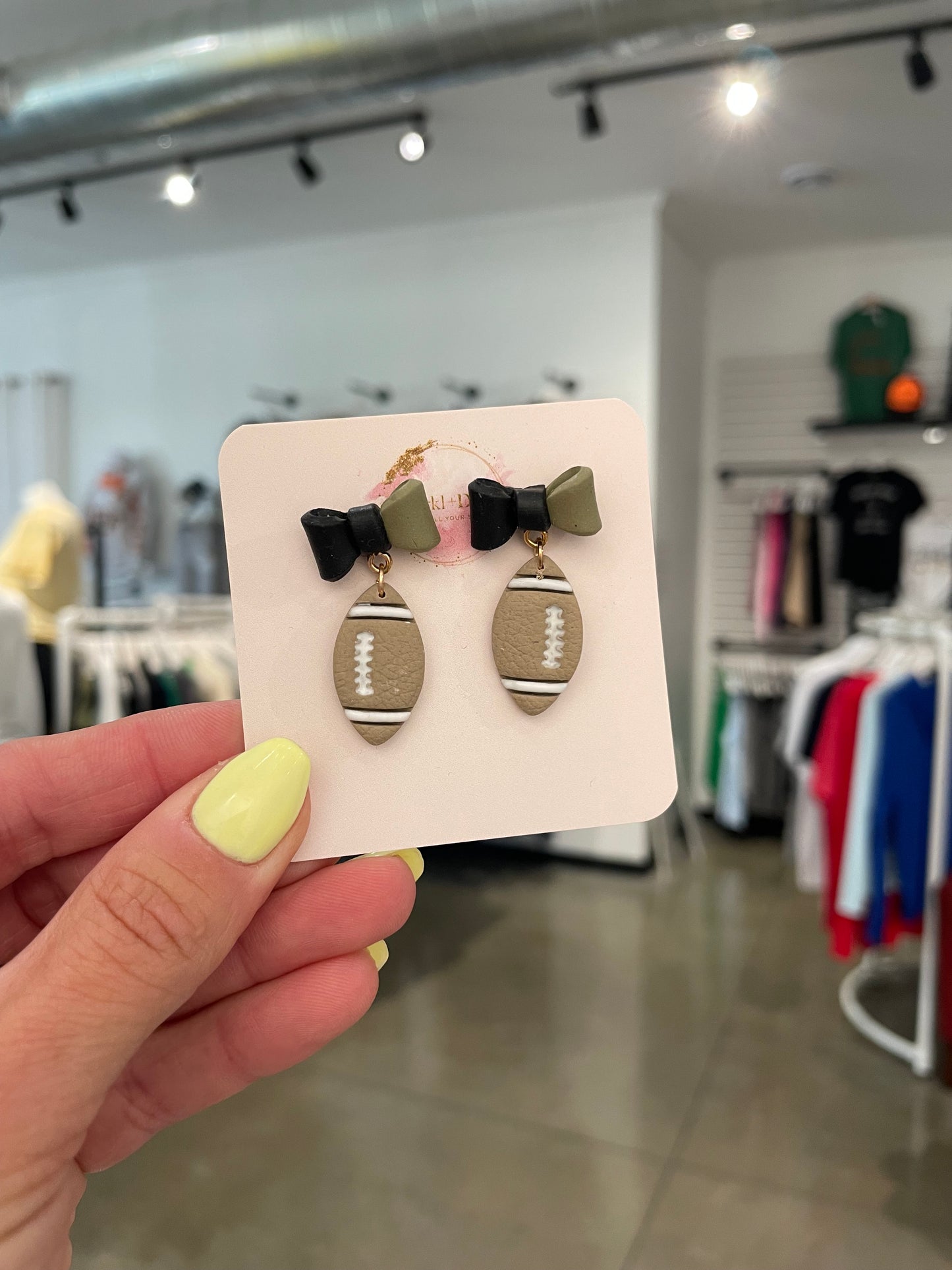 Sparkl+Dot Football Bow Earrings