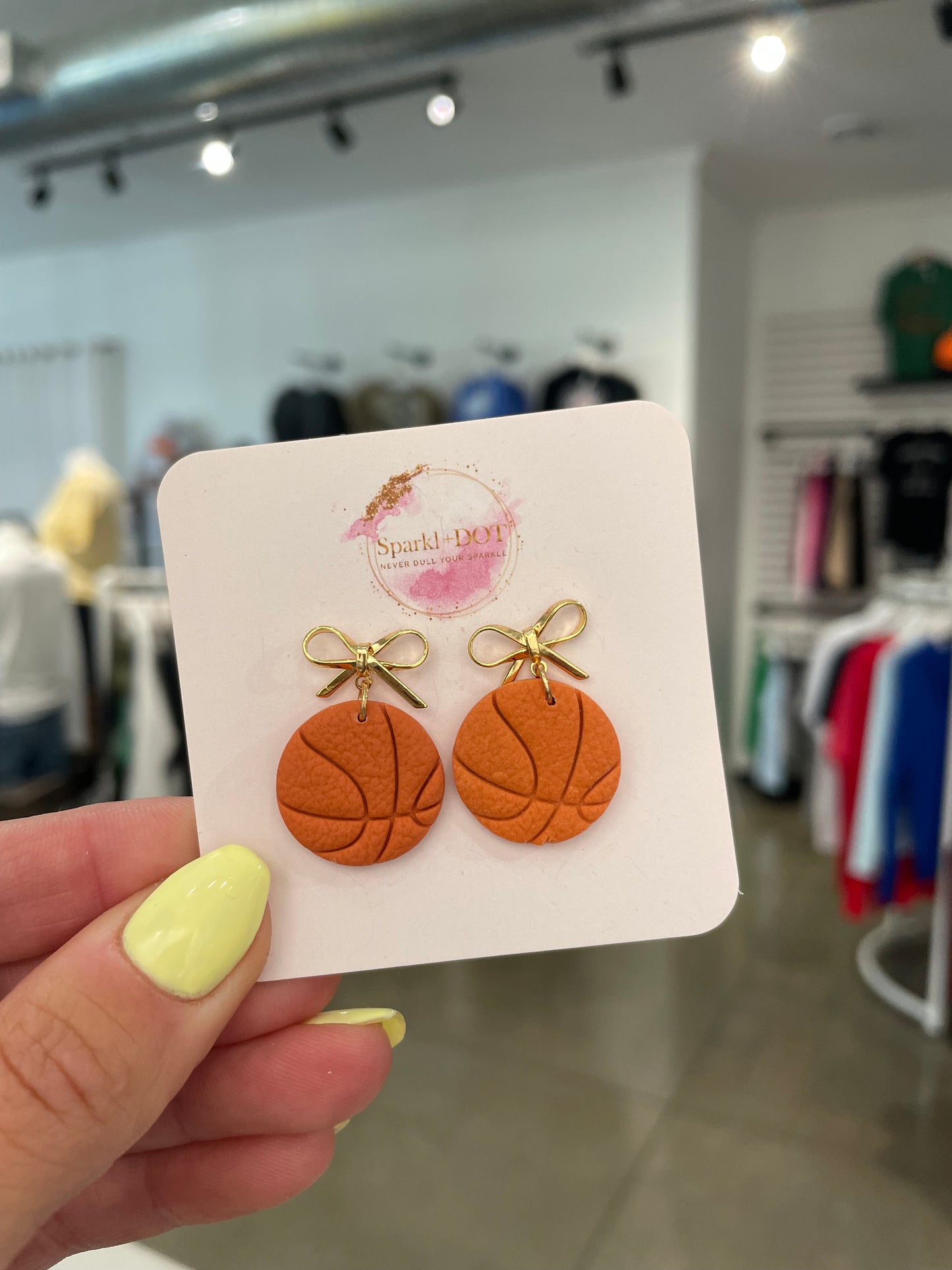 Sparkl+Dot Basketball Bow Earrings