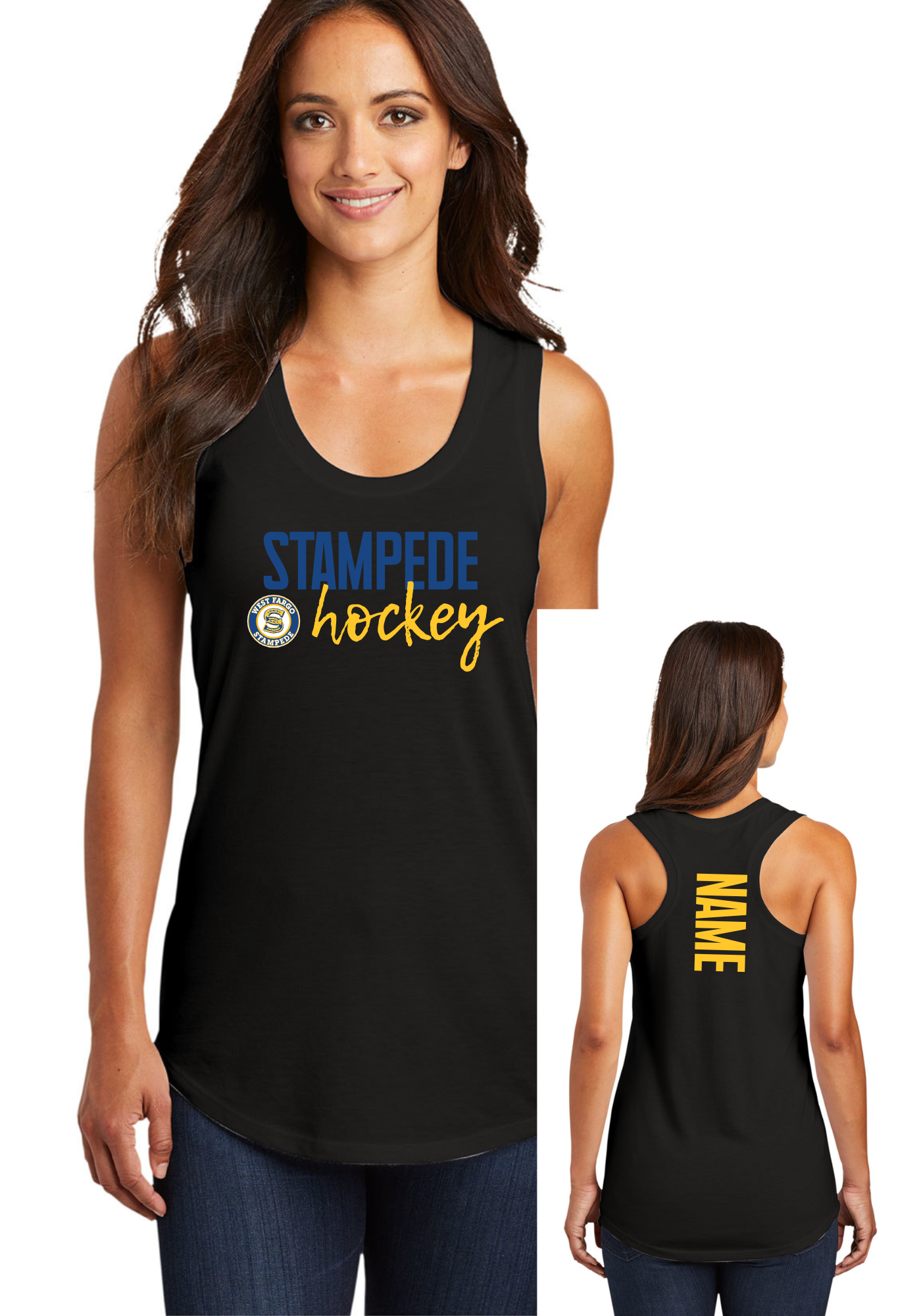 Stampede Hockey Cursive Tank, Tee, Crew