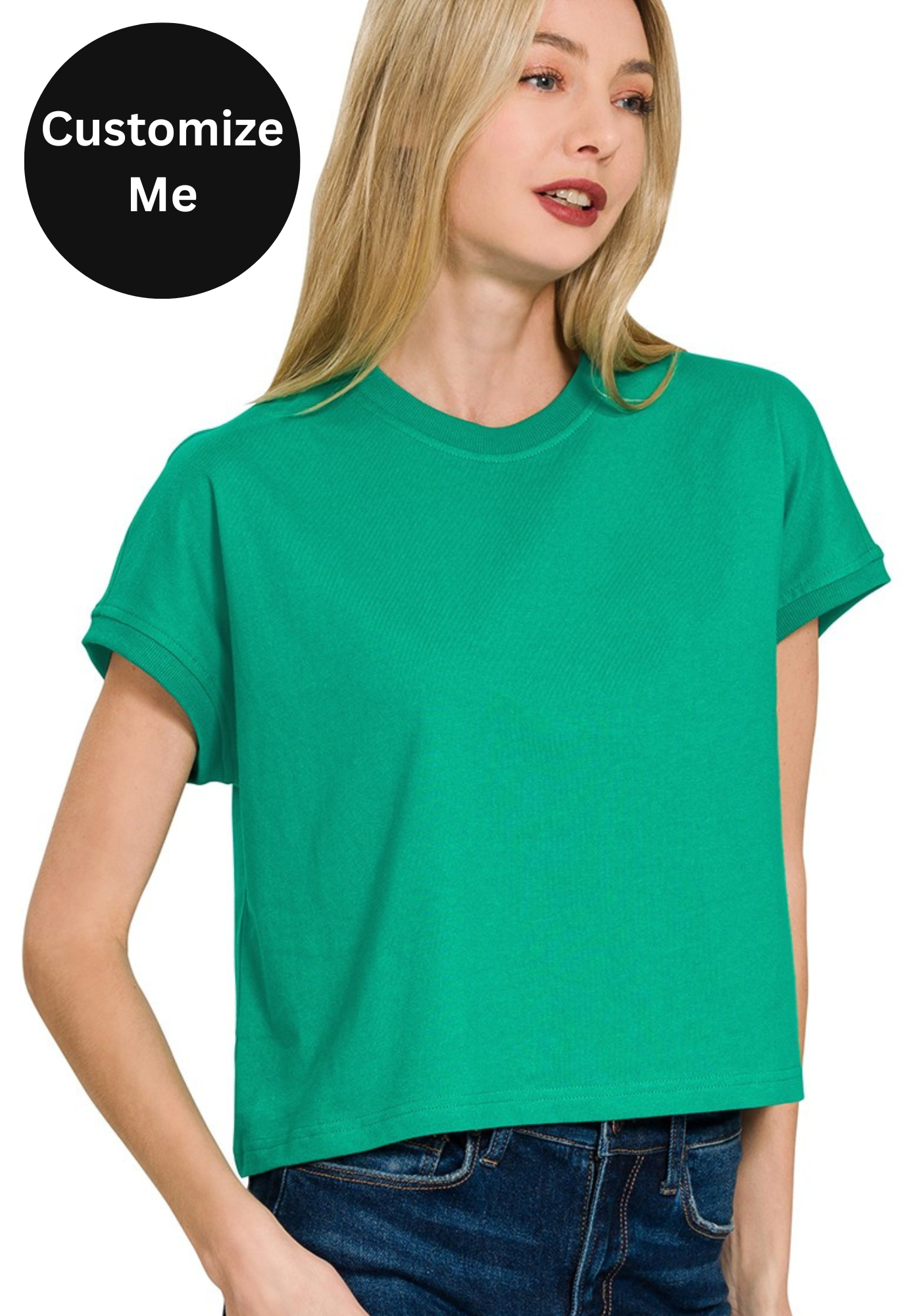 Relaxed Crop Tee in Green