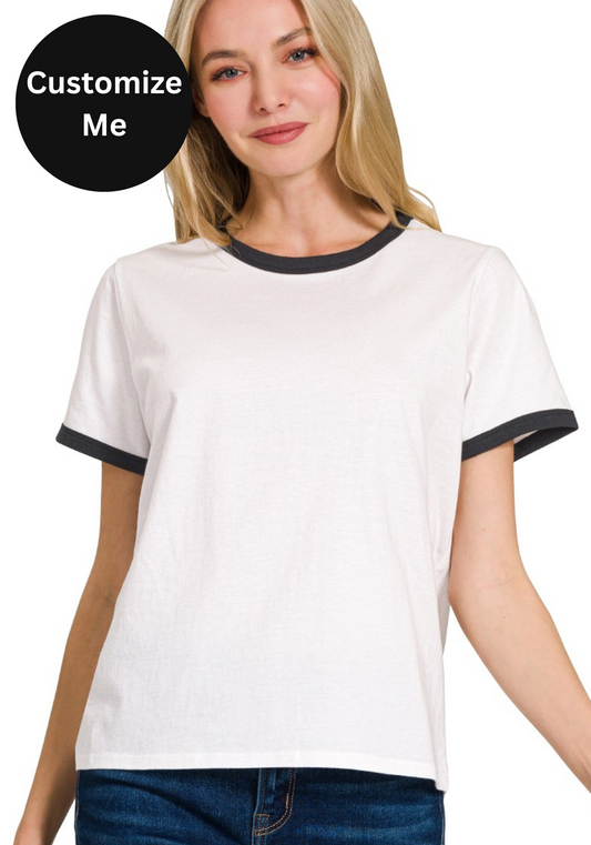 Colored Trim Sport Tee in Black