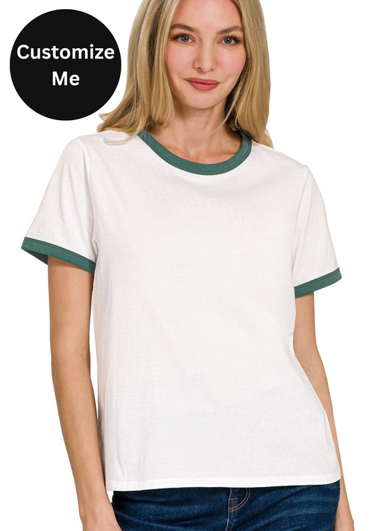 Colored Trim Sport Tee in Green