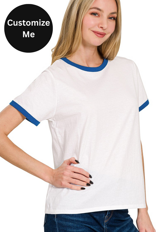 Colored Trim Sport Tee in Blue