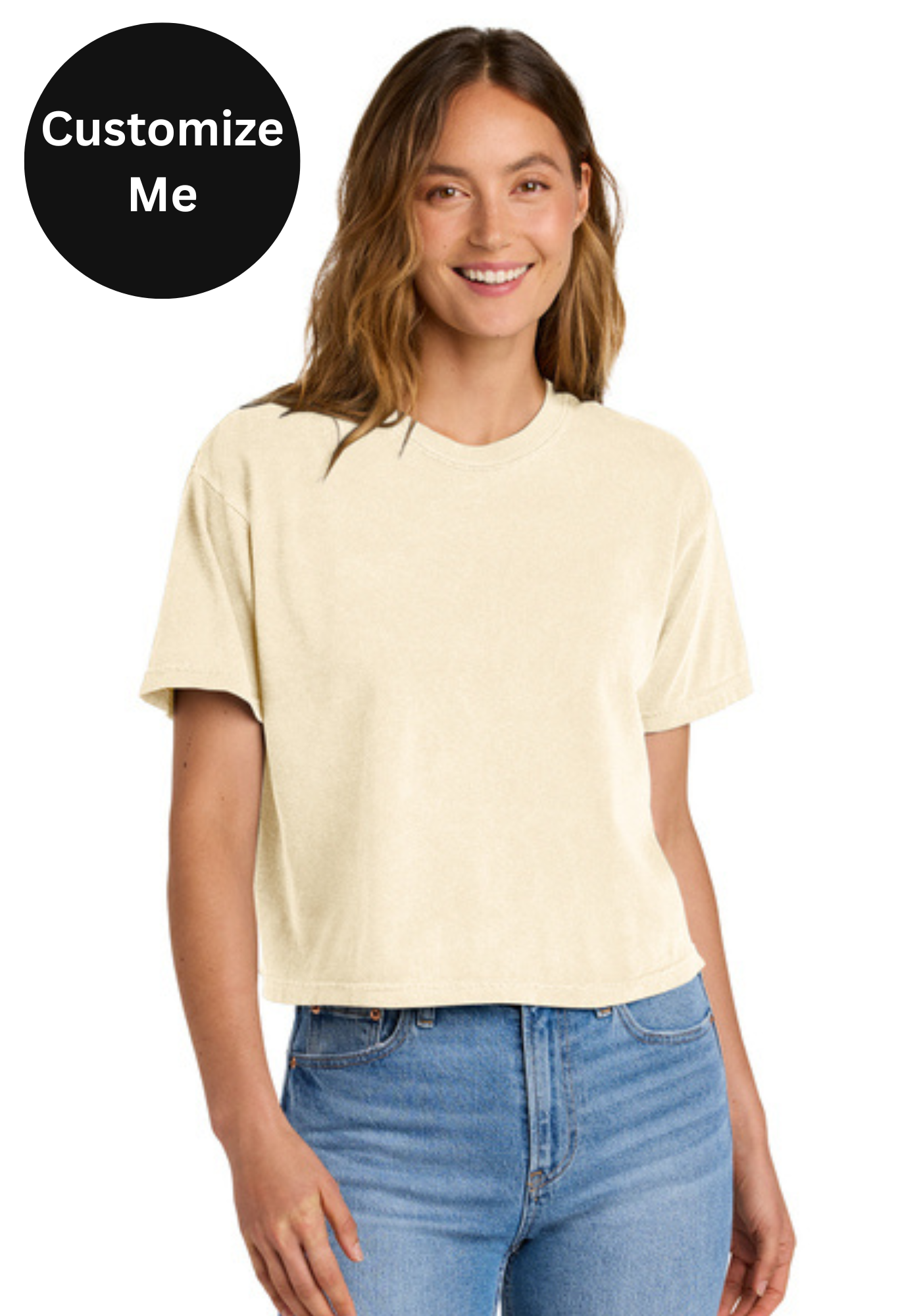 Cropped Comfort Colors Tee in Ivory