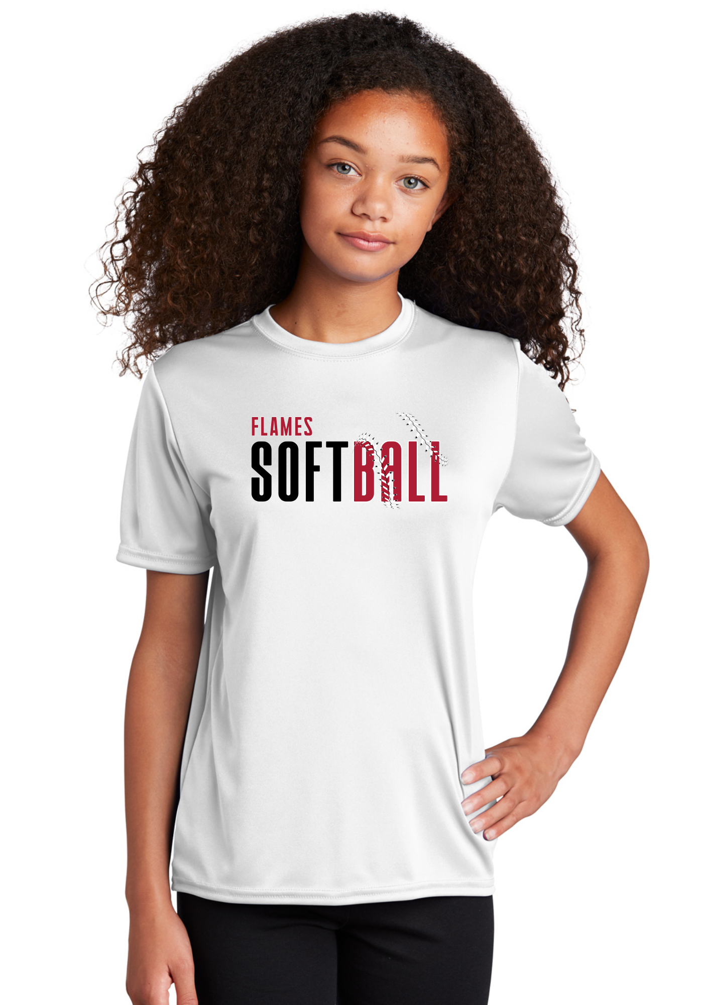 Flames Softball Dry Fit Tee, Long Sleeve or Hoodie