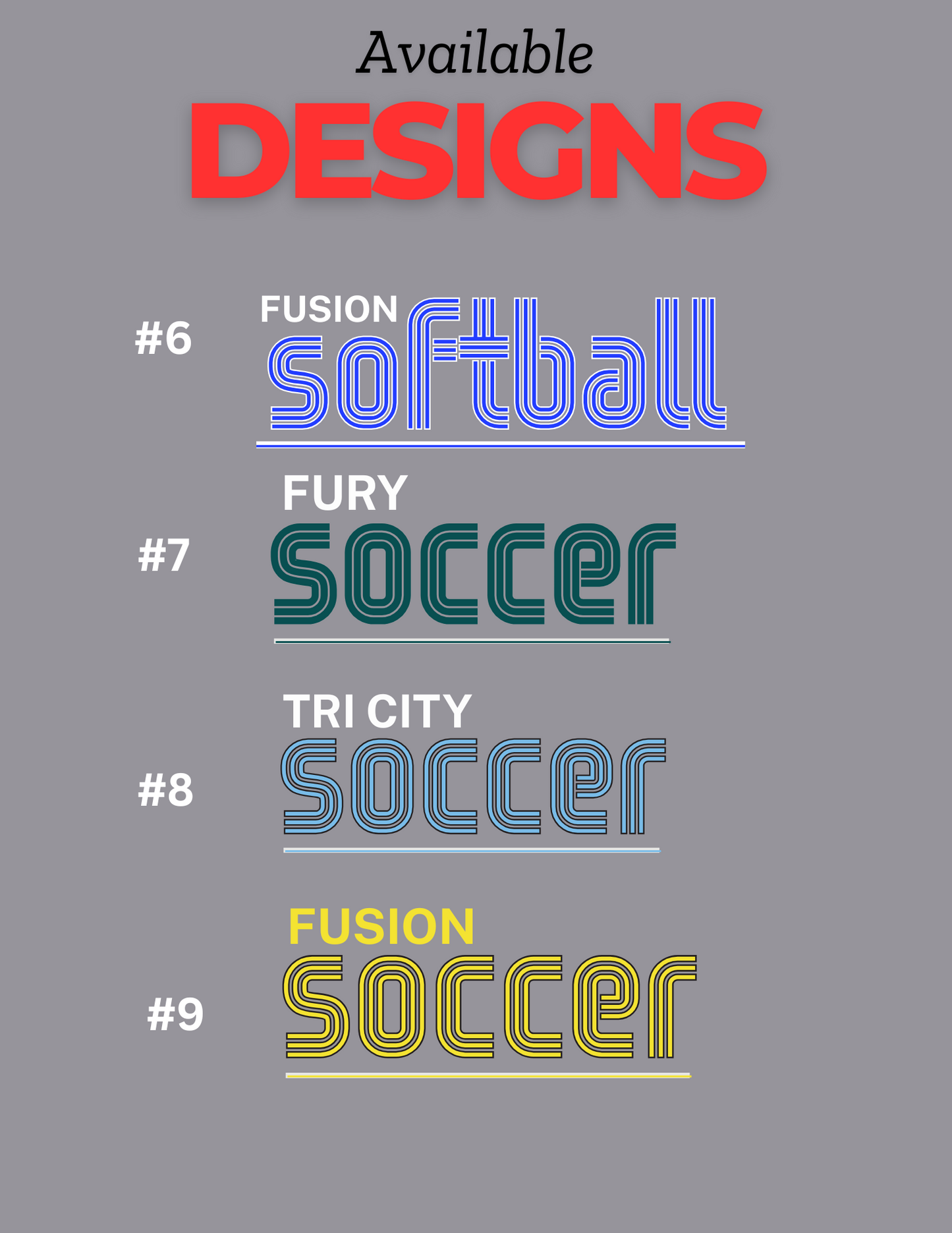 Adult Sports Triple Line Logos