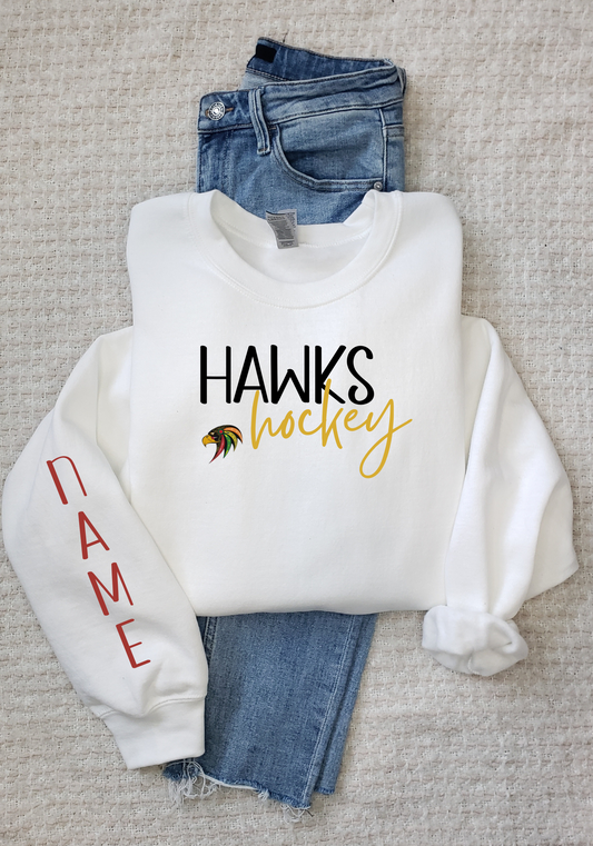 Hawks Crew with Name on Sleeve