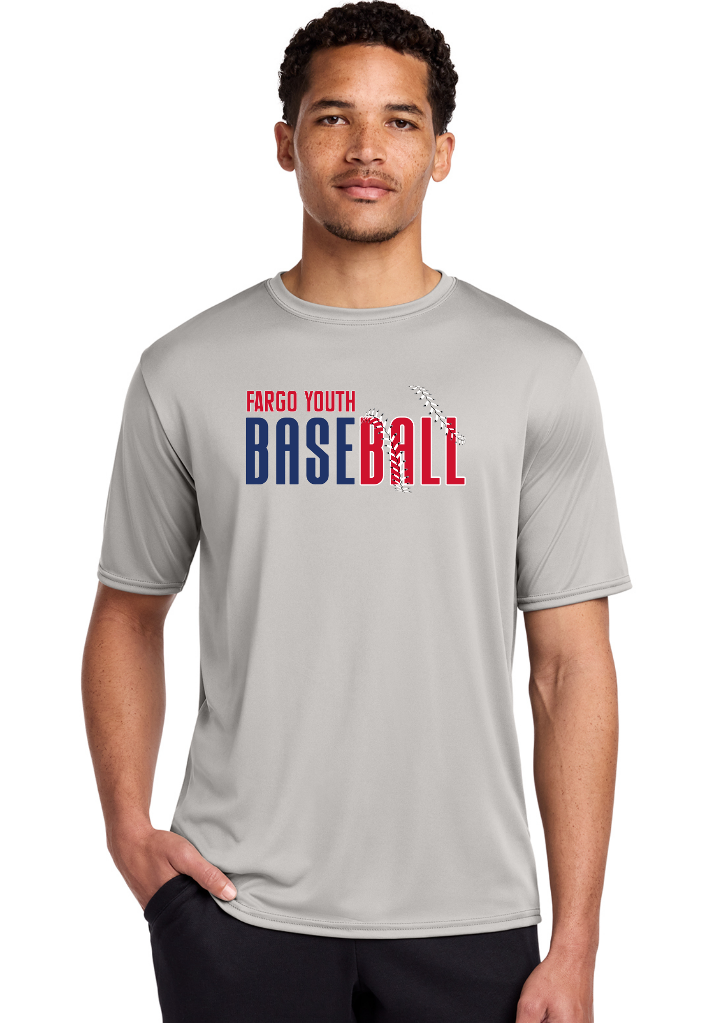Fargo Youth Baseball Stitches Dry Fit Tee, Long Sleeve or Hoodie
