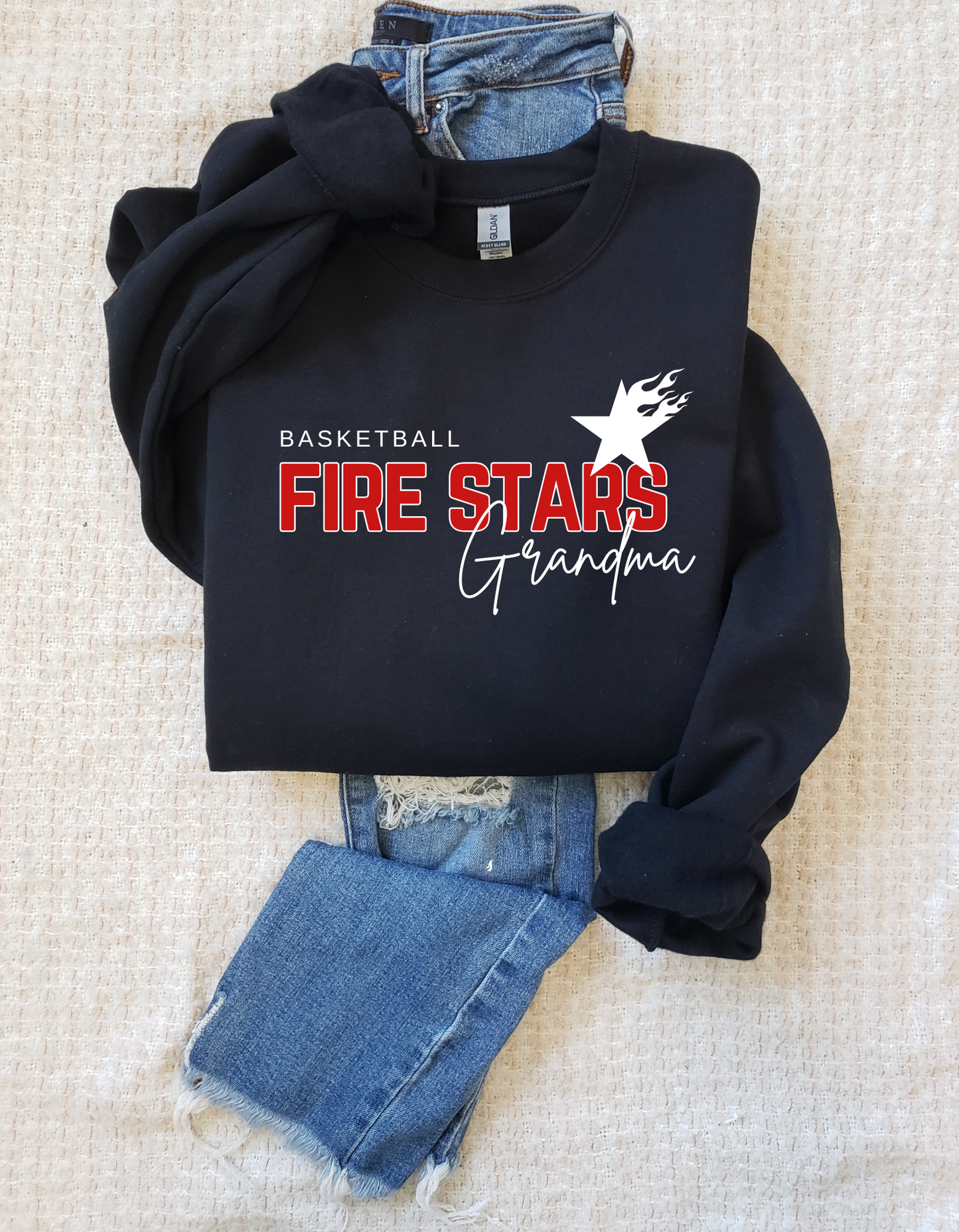 Fire Stars Grandma Cotton Tee, Crew or Hoodie
