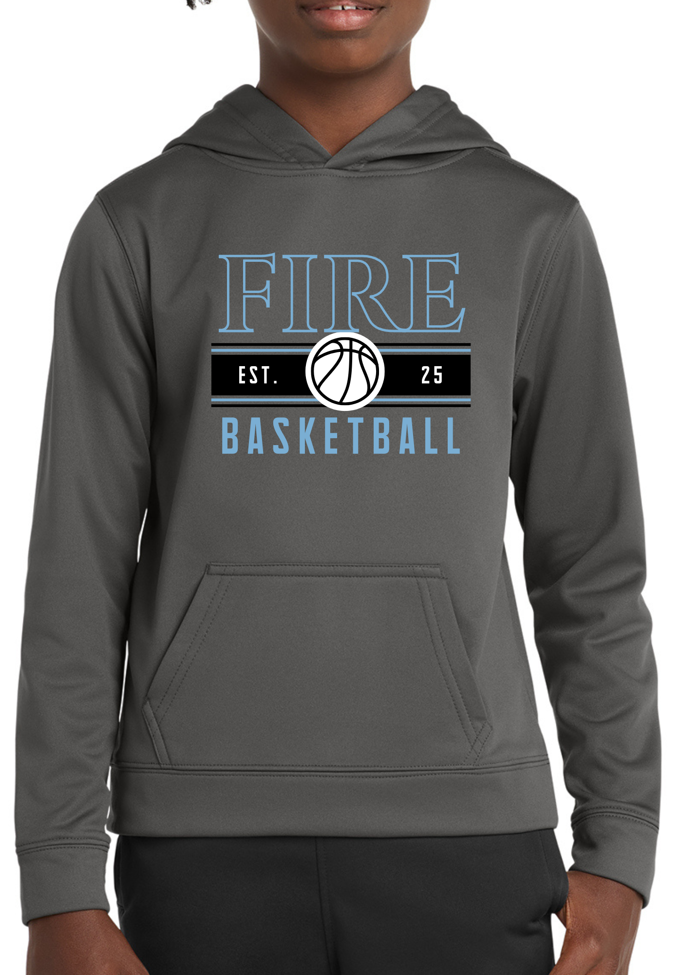 Fire Basketball Dry Fit Tee, Long Sleeve or Hoodie - Youth and Adult