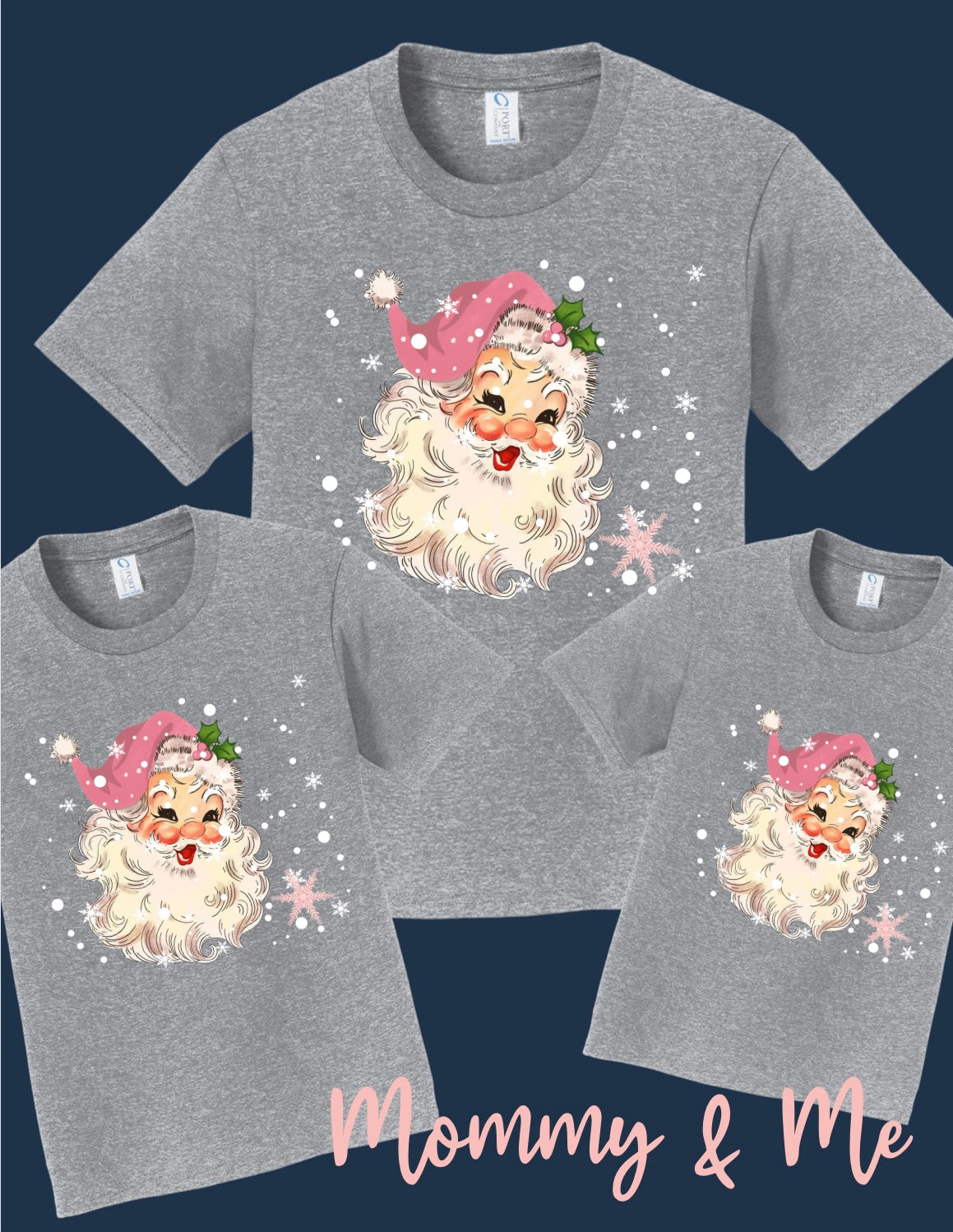 Gray Vintage Santa Tees Mommy & Me