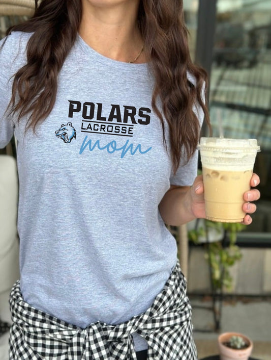 Polars Mom Lacrosse Cursive Tank, Tee, Crew, Hoodie