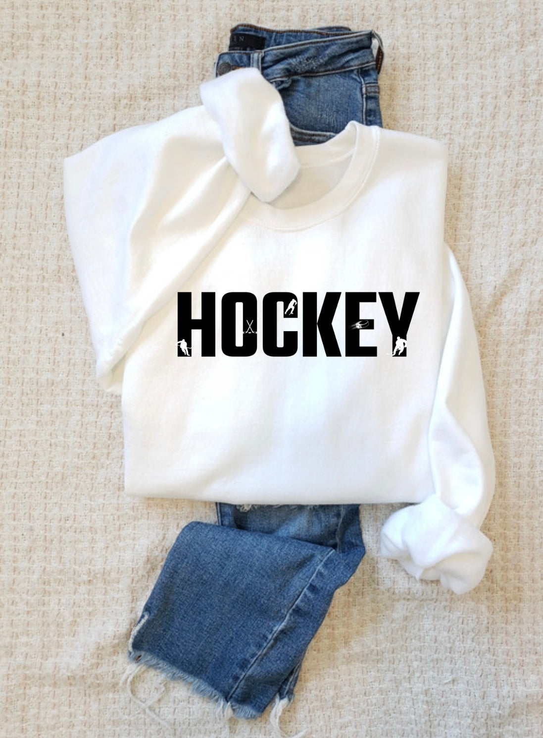 Hockey Block Letter Crew