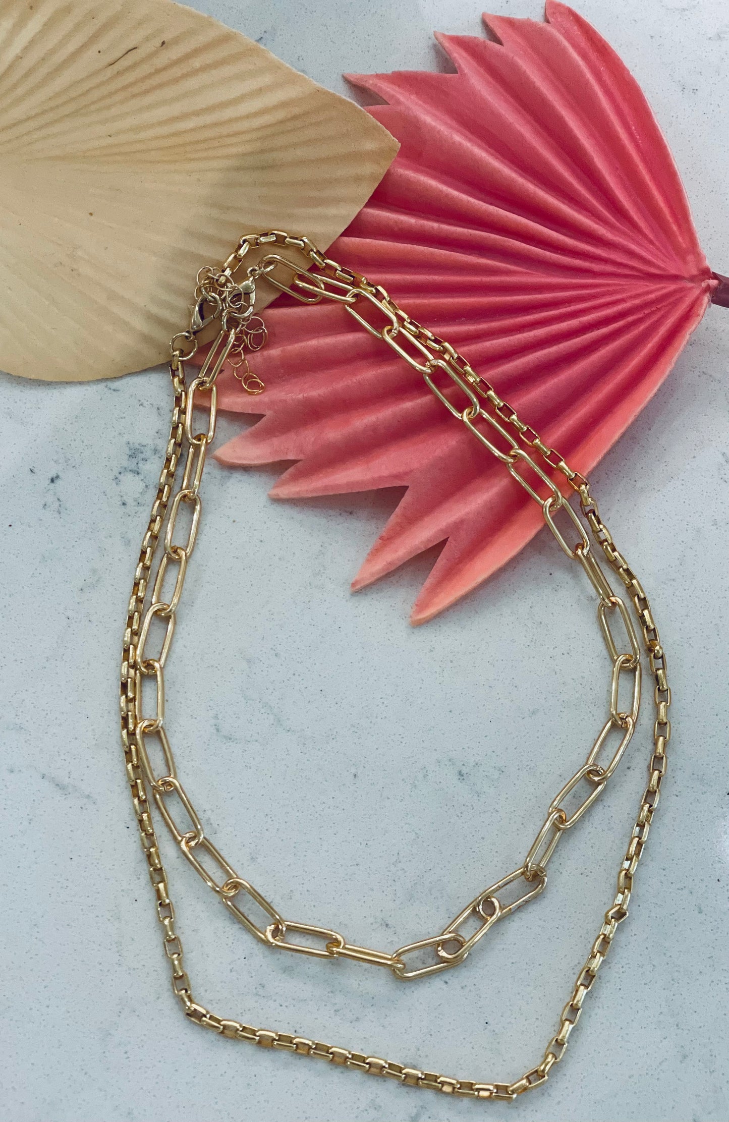 Double Gold Chain Necklace