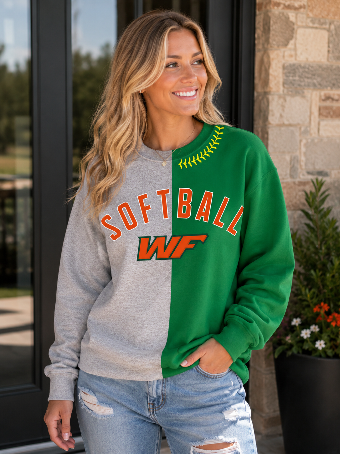 West Fargo Softballl Color-Block Crew Sweatshirts