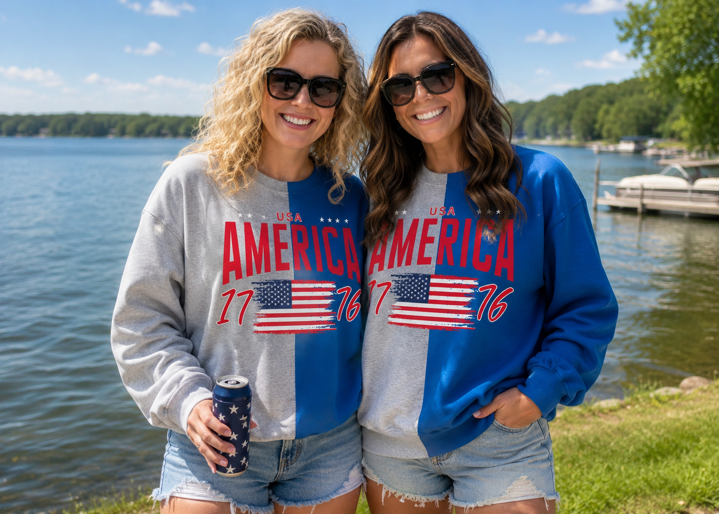 America Color Block Crew Sweatshirt