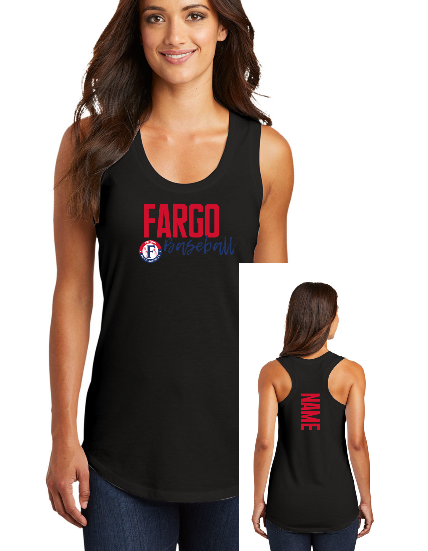 Fargo Baseball Cursive Tank, Tee, Crew