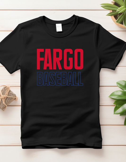 Fargo Baseball Block Letter Tank, Tee, Crew