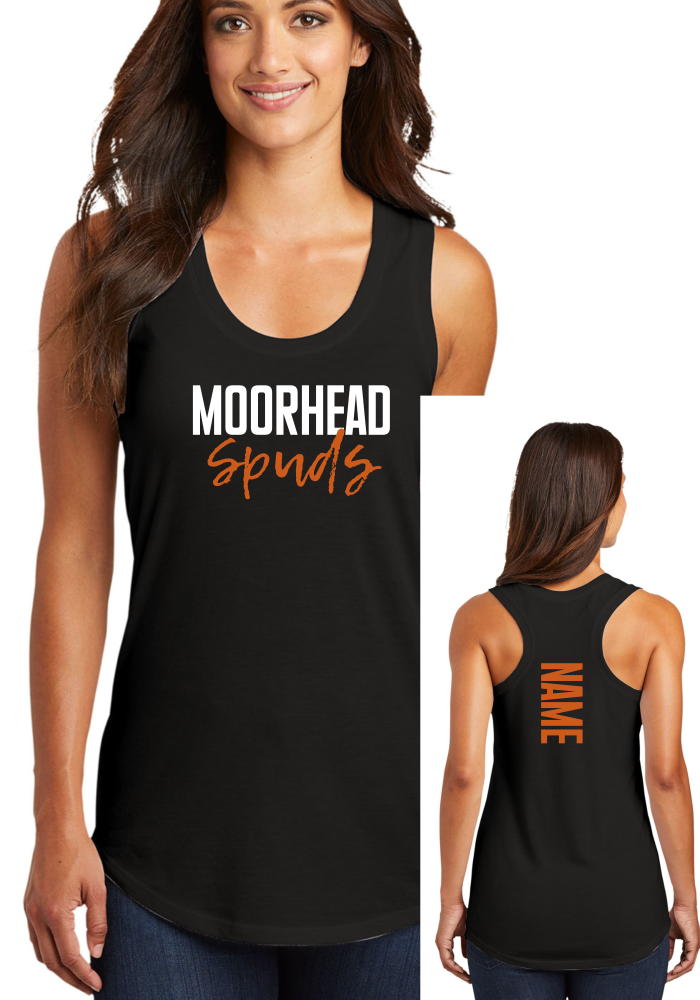 Moorhead Spuds Cursive Tank, Tee, Crew