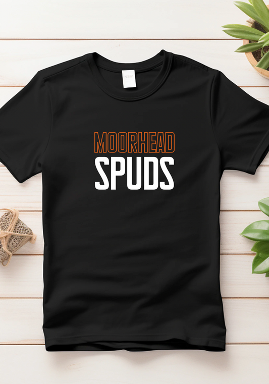 Moorhead Spuds Block Letter Tank, Tee, Crew