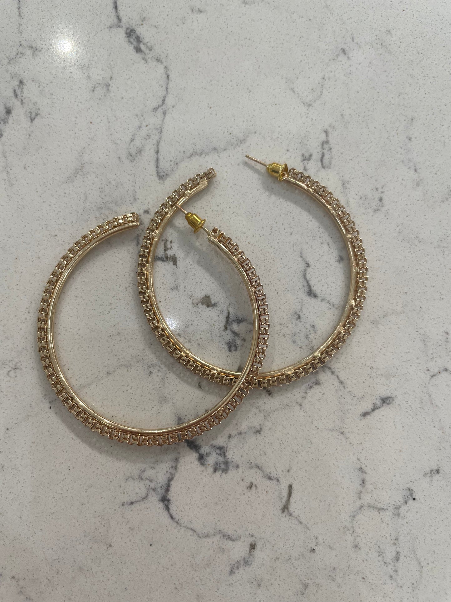 Block Chain Hoop Earrings