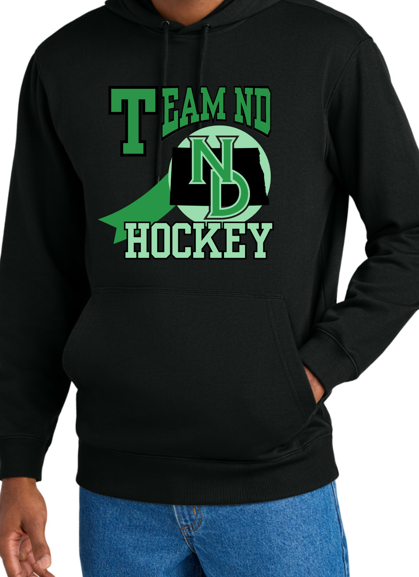 Team ND Hockey Ribbon - Tee, Crew, Hoodie