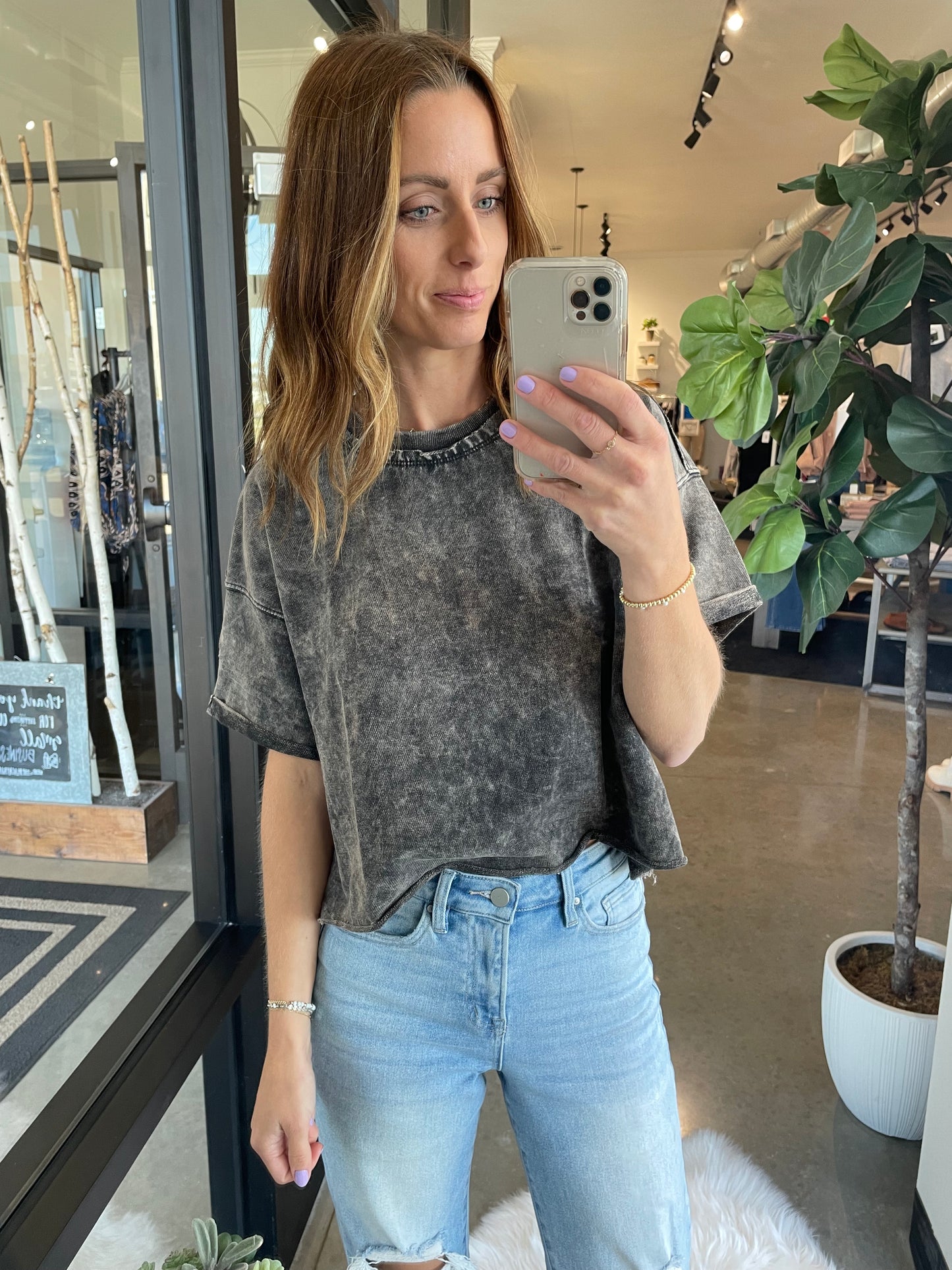 West Fargo Baseball Acid Wash Cropped Tee