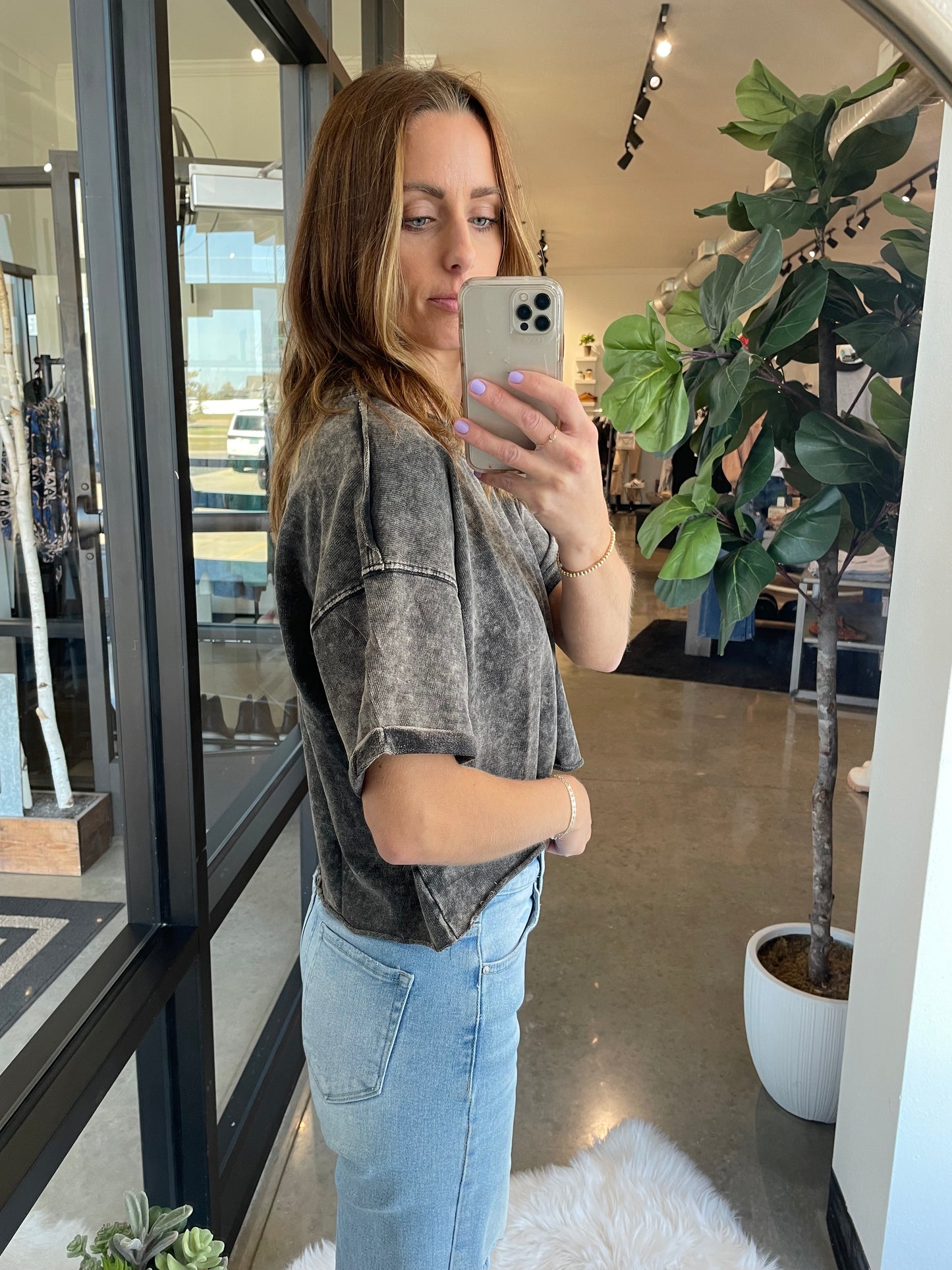 West Fargo Baseball Acid Wash Cropped Tee