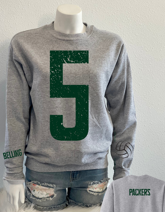 Packers Oversized Number Custom Crew