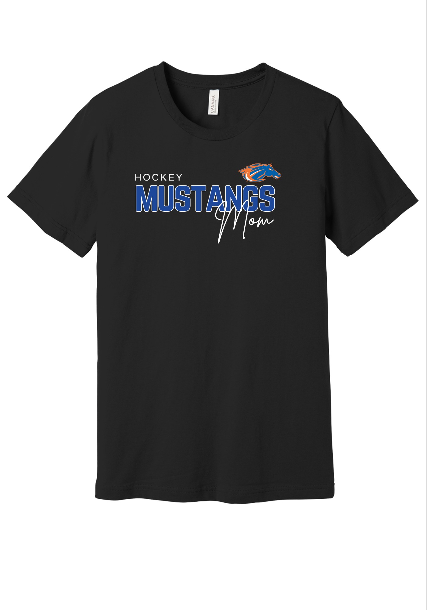 Mustang Mom Hockey Tshirt, Long Sleeve & Crew Sweatshirt