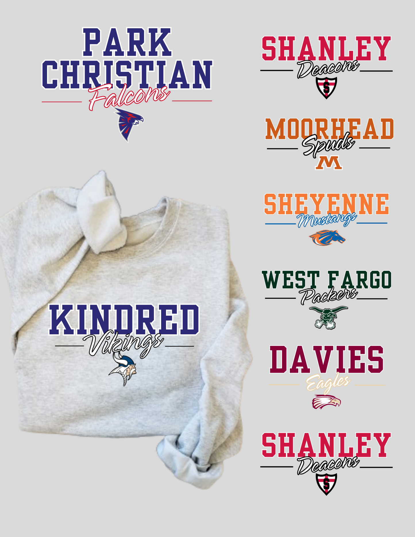 School Mascot Tee, Crew, Hoodie