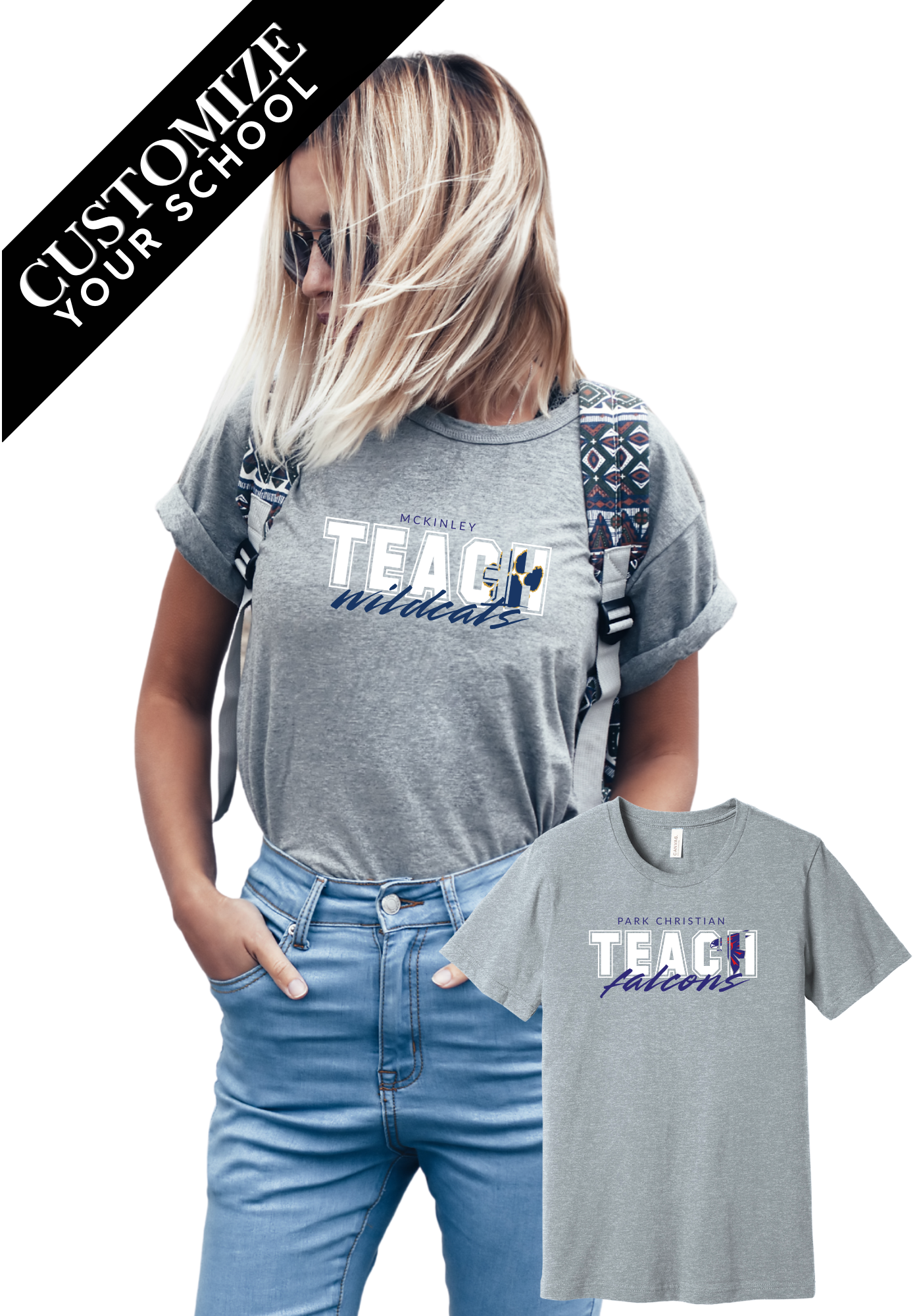 Teach with Custom School Tee or Crew Sweatshirt