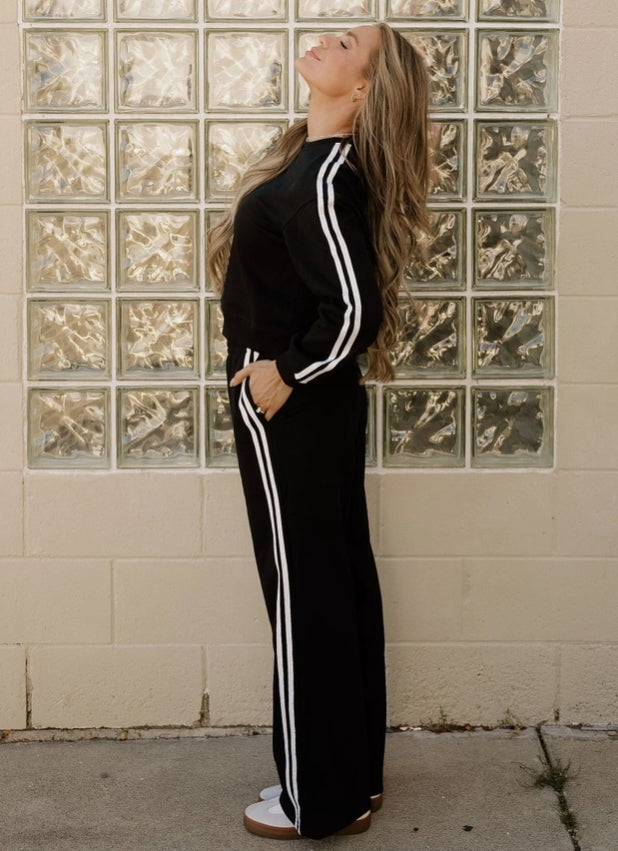 Varsity Sweat Set in Black