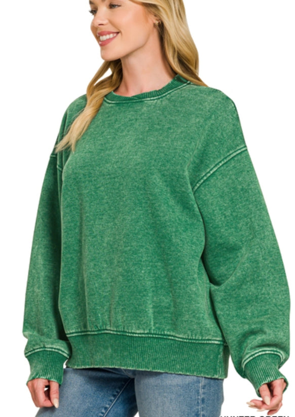 Crossover Neck Pullover - Bright Green