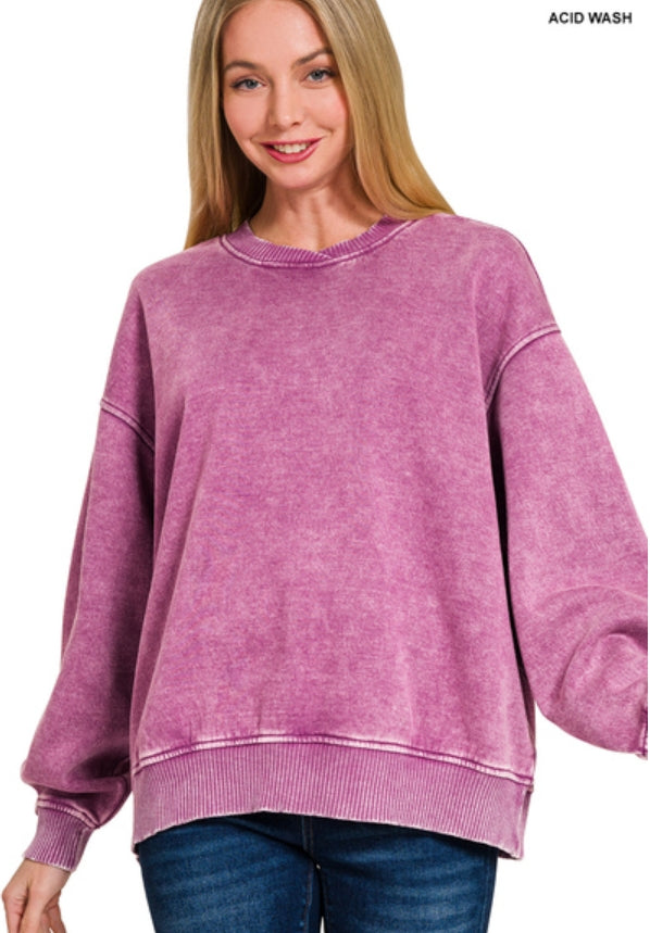 Crossover Neck Pullover - Purple