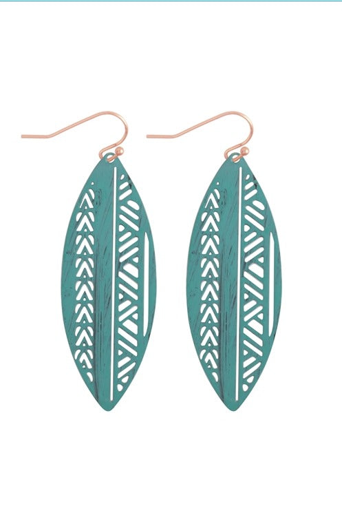 Light weight Teal Boat Shaped Earrings