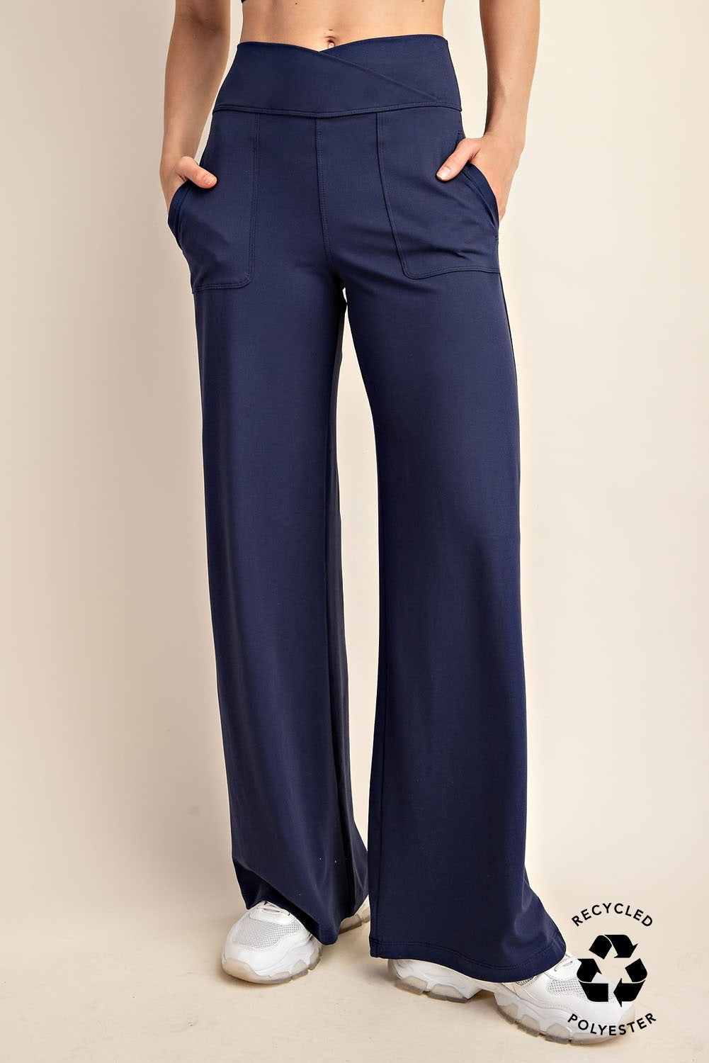 Buttery Soft Crossover Wide Leg Pant in Navy